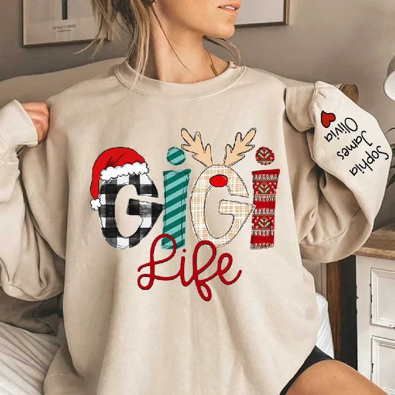 Gigi Life Merry Christmas Sweatshirt, Custom Grandma and Grandkids Sweatshirt