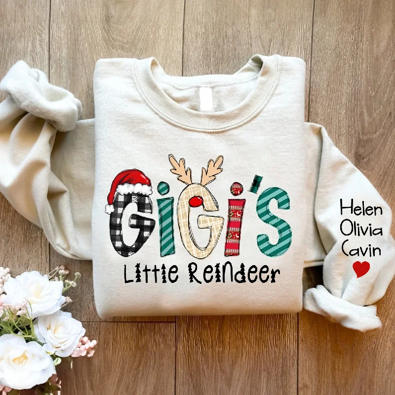 Gigi's Little Reindeer Christmas, Custom Gigi And Kids, Grandma Gift Sweatshirt