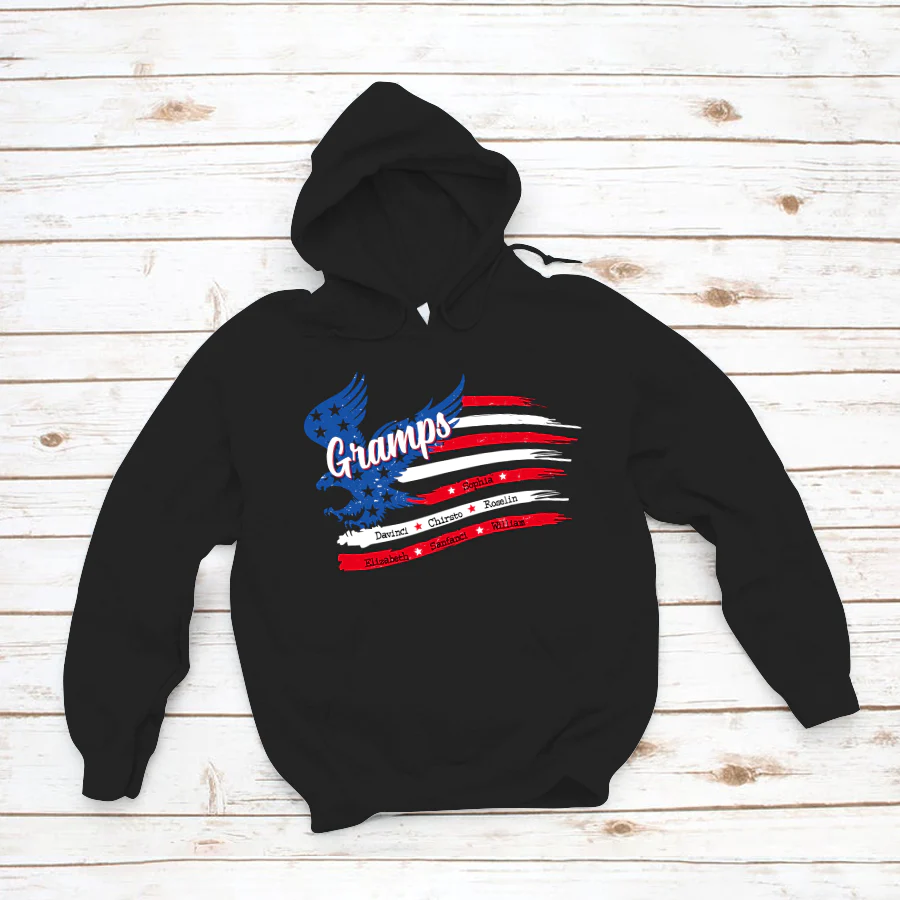 Gramps With Grandkids Names 4th Of July CTL94 Hoodie