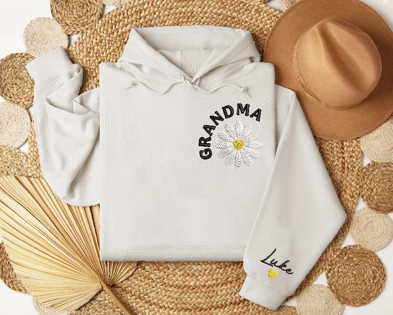 Grandma Daisy Embroidered, Custom Grandma And Kids, Grandma Gift TH Hoodieshirt