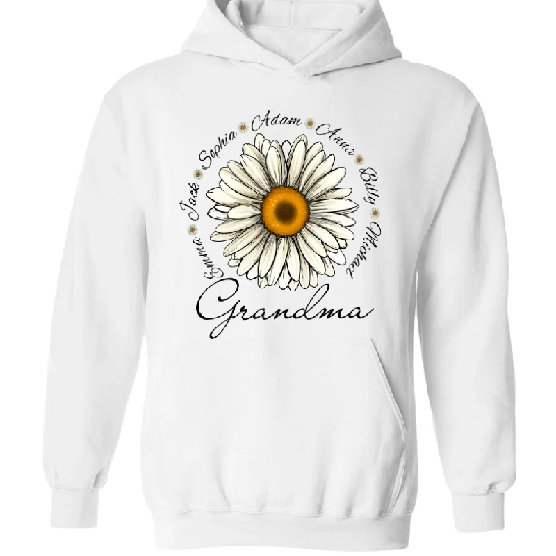 Grandma Daisy Flower Kid Name Personalize Grandma Hoodie