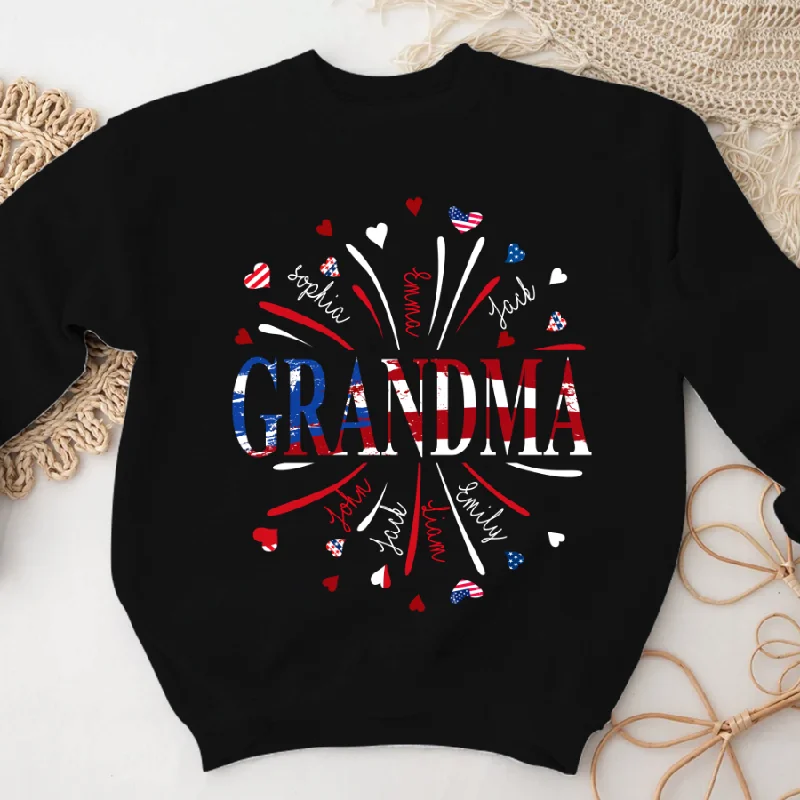 Grandma Firework America Flag And Grandkids Sweatshirt