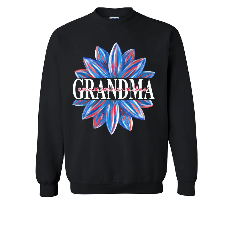 Grandma Flower Color 4th Of July, Custom Grandma With Kids, Mother's Day TH Sweatshirt