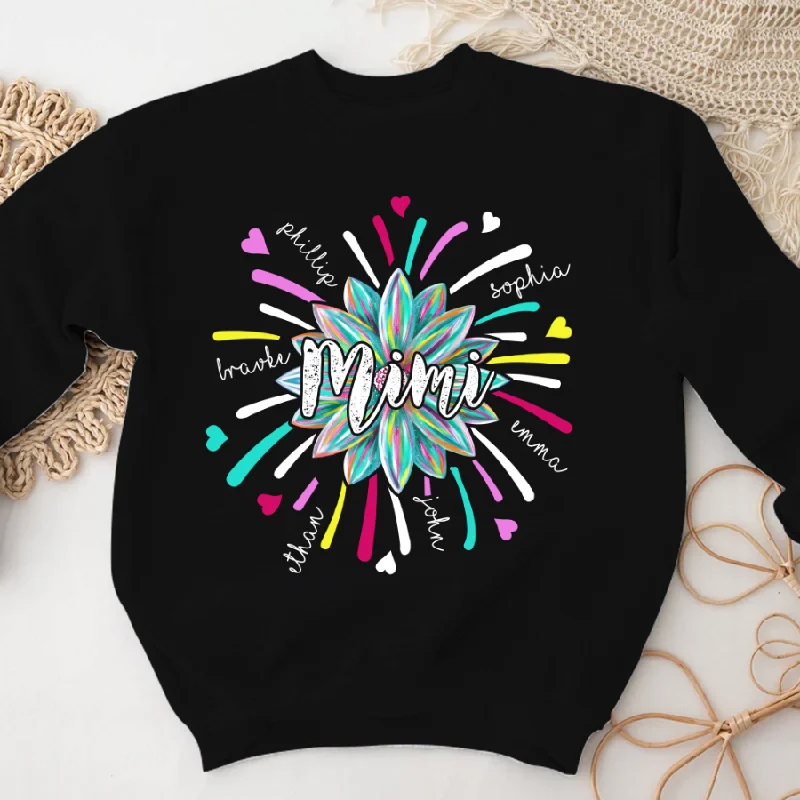 Grandma Flower Color Custom Grandma With Kids Sweatshirt