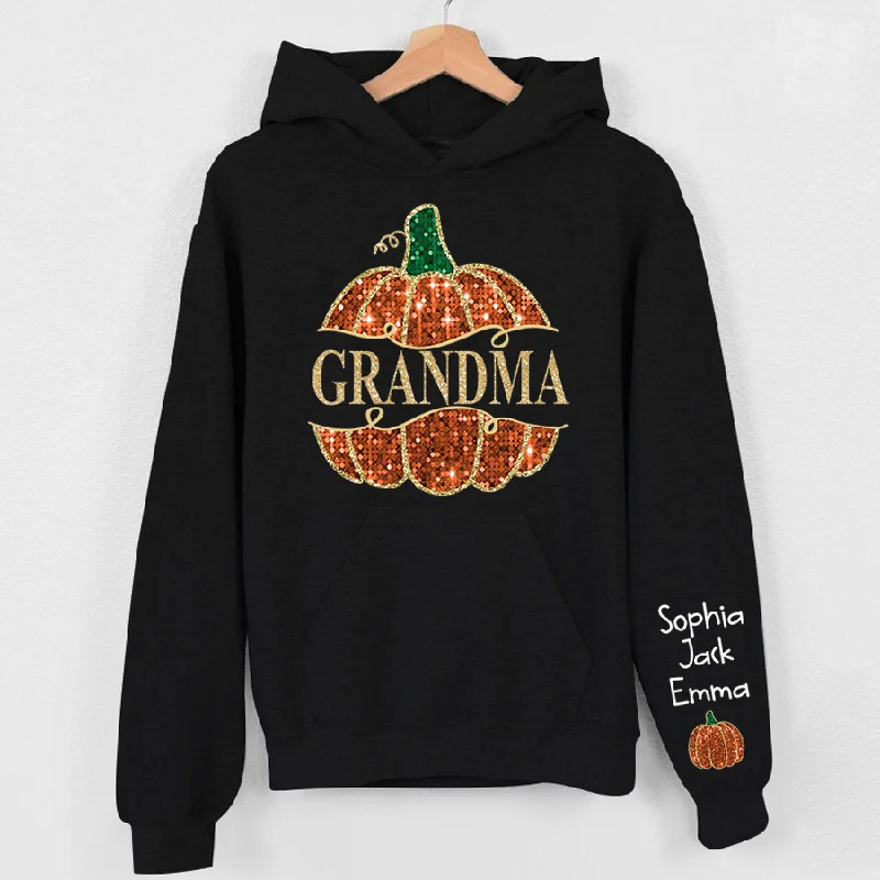 Grandma Pumpkin And Grandkids Autumn Hoodie