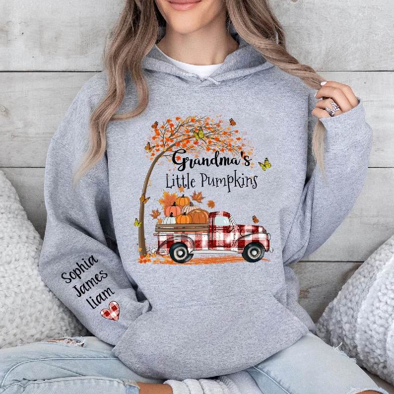 Grandma's Little Pumpkins Truck Autumn And Kids Hoodie FULL