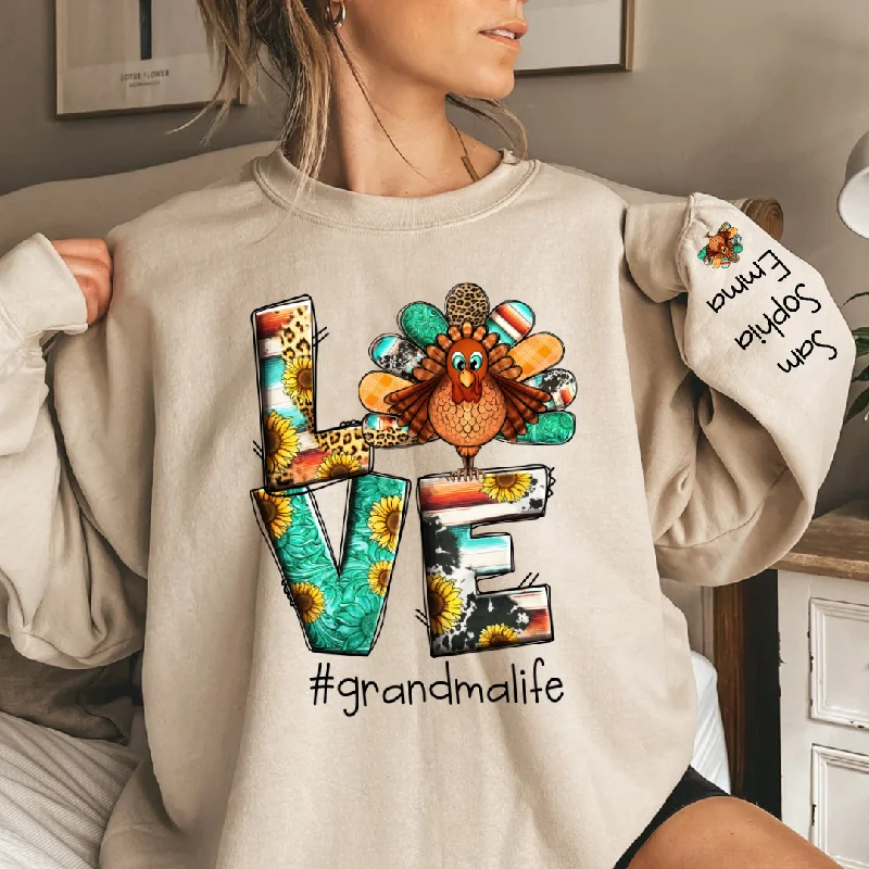 Love Grandma Life Thanksgiving Turkey Sweatshirt