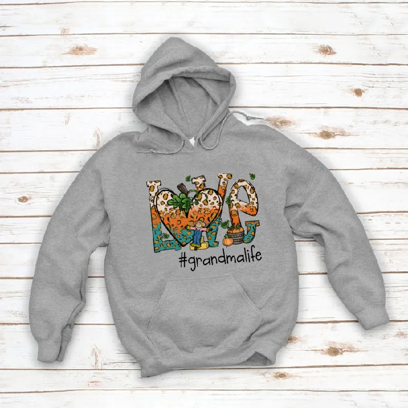 Love Grandmalife Leopard Leaves Pumpkin Hoodie