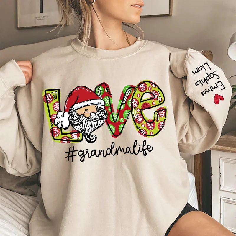 Love Santa Grandma Life Christmas, Custom Grandma & Kids, Grandma Gift TH Sweatshirt