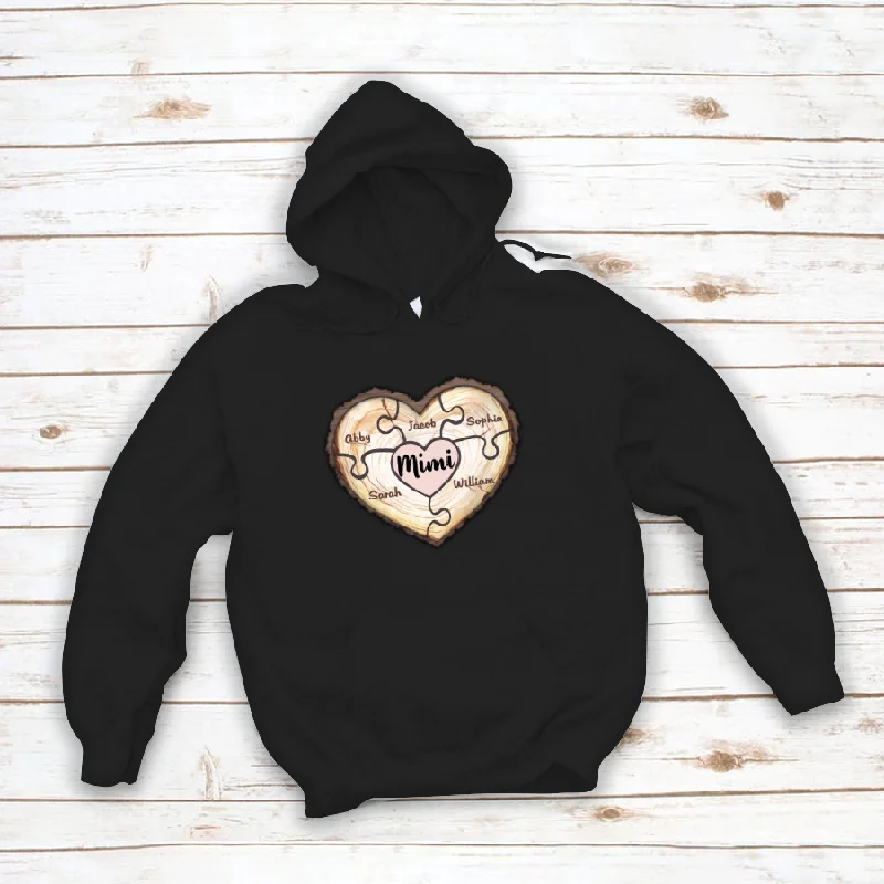 Mimi And Grandkids Heart Puzzle Hoodie