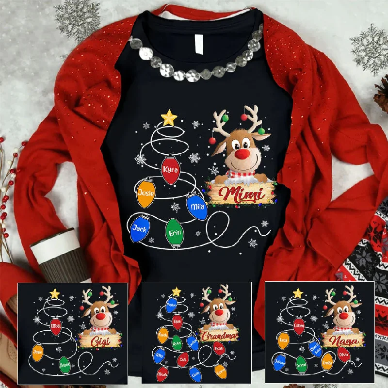 Mimi Reindeer And Grandkids Lights Christmas Sweatshirt