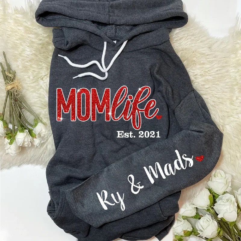 Mom Life,Sleeve Print, Gift For Mom And Kids Hoodie