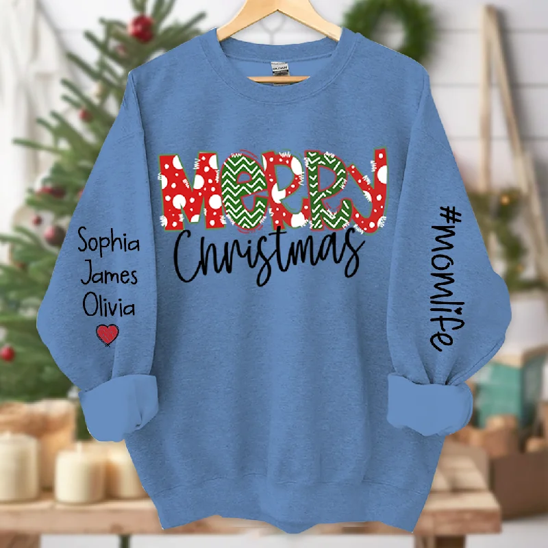 Momlife Merry Christmas And Grandkids Names CL01 Sweatshirt