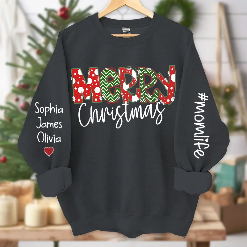 Momlife Merry Christmas And Grandkids Names CL01 Sweatshirt