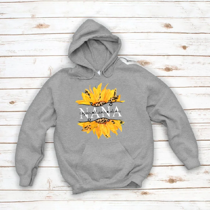 Mother's Day Gift, Sunflower Nana And Kids Custom Name CTH01 Hoodie