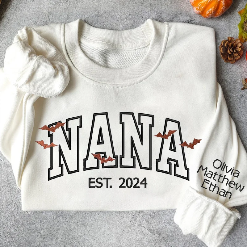 Nana Est And Grandkids Ghosts Pumkins Autumn Halloween Embroidered