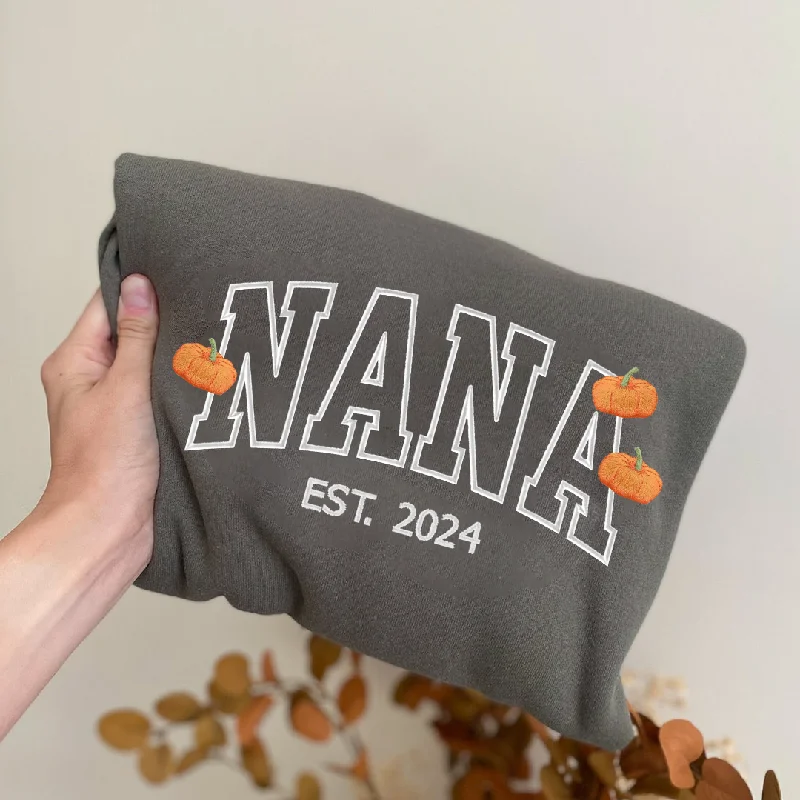 Nana Est And Grandkids Ghosts Pumkins Autumn Halloween Embroidered