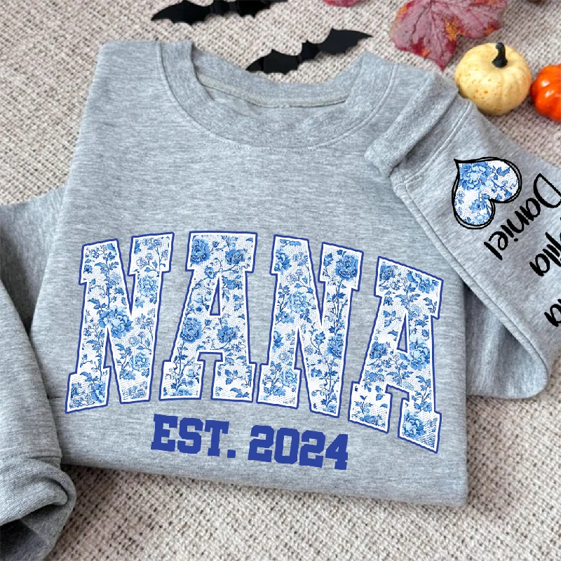 Nana Flower Est And Grandkids Sweatshirt