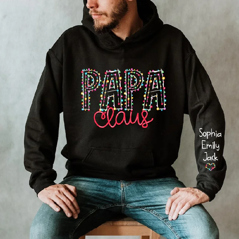 Papa Claus Christmas lights And kids Christmas Merry  Hoodie