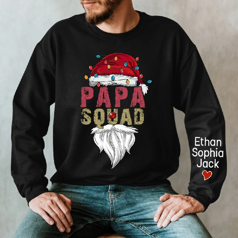 Papa Squad Christmas 2023 Gift Custom Name Kids Sweatshirt