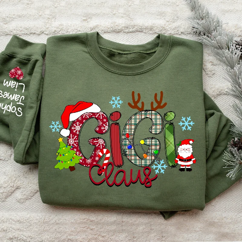 Personalized Gigi Claus And Grandkids Christmas Sweatshirt