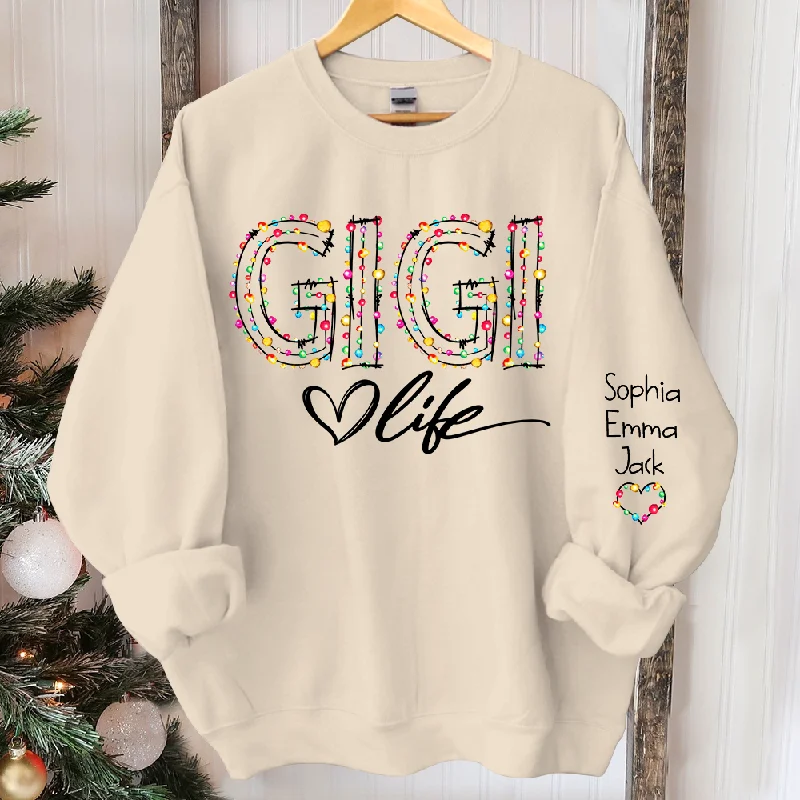 Personalized Gigi life light And Grandkids merry christmas Sweatshirt