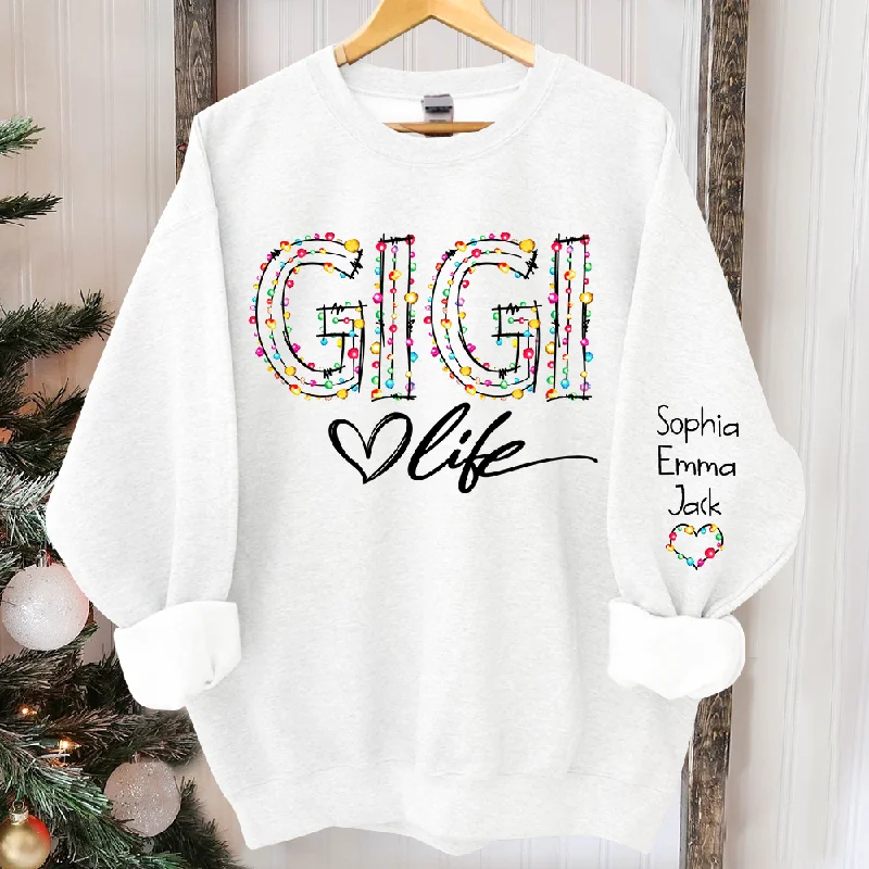 Personalized Gigi life light And Grandkids merry christmas Sweatshirt