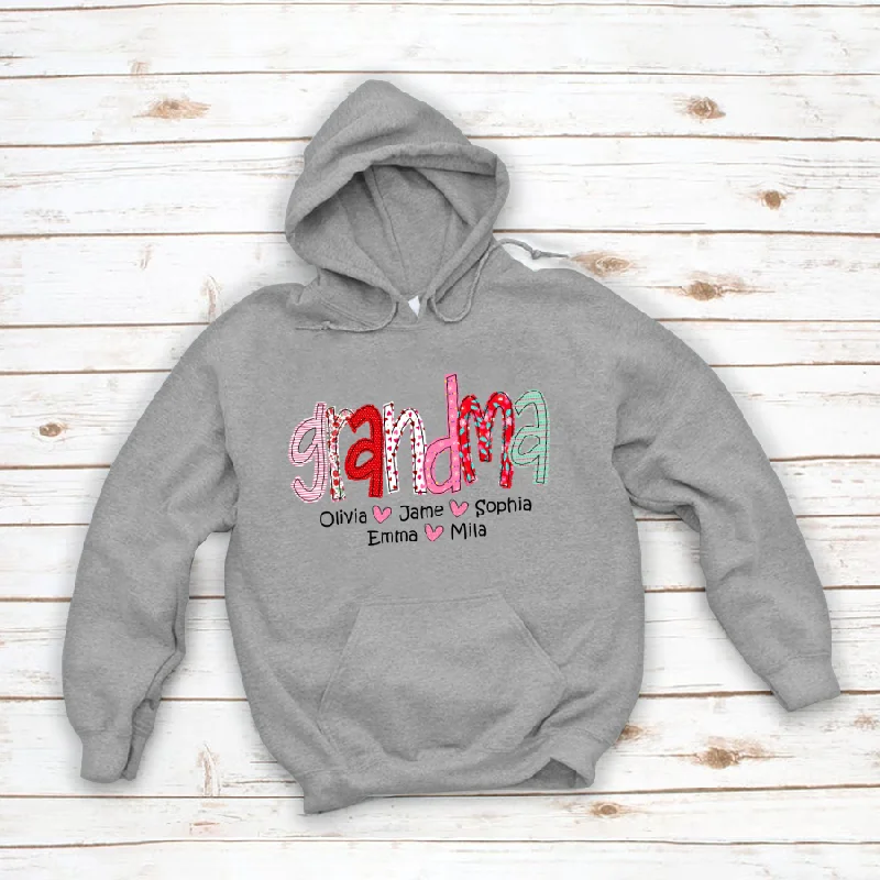 Personalized  Grandma And Grandkids Colourful Valentines Hoodie