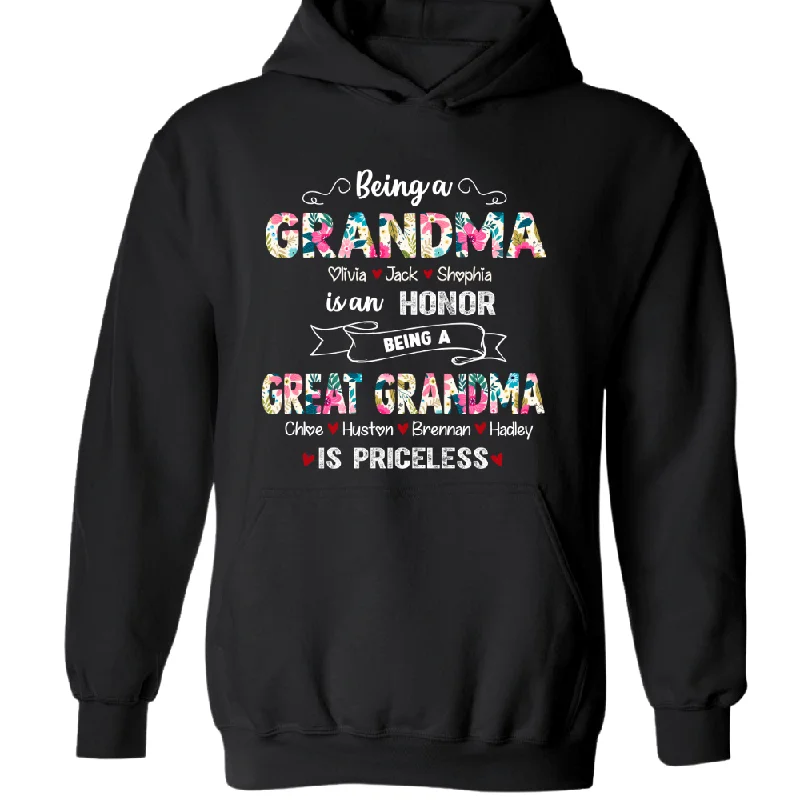 Personalized grandma and great grandma with grandkids princeless Hoodie