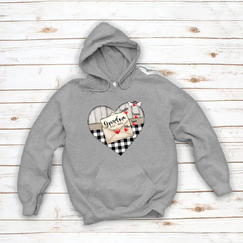 Personalized Grandma Est Grandkids Heart Letter Hoodie