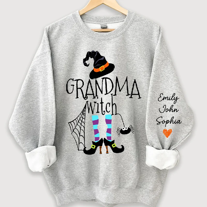 Personalized Grandma Witch Halloween And Grandkids Sweatshirt