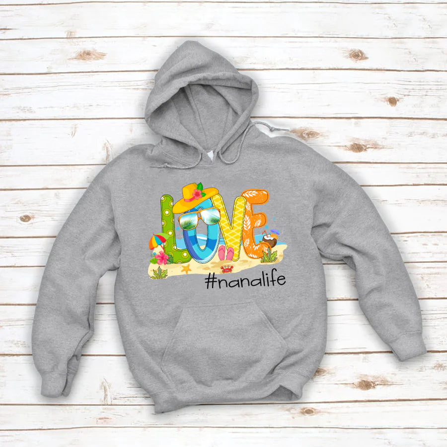 Personalized Love Beach Summer Nana Life Hoodie