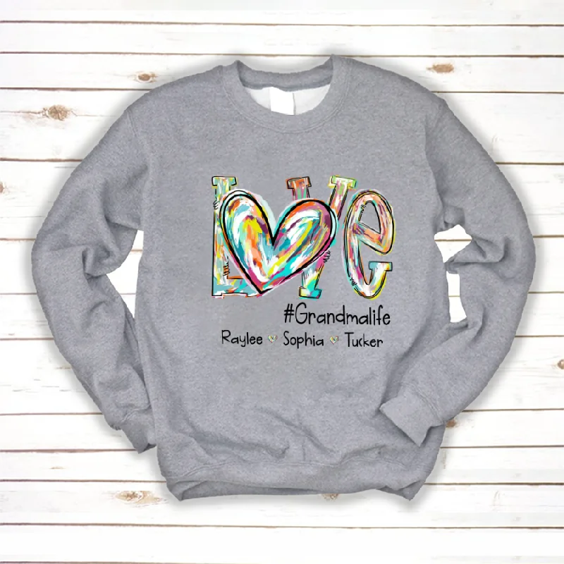 Personalized Love Grandma Life Color Clipart Custom Sweatshirt