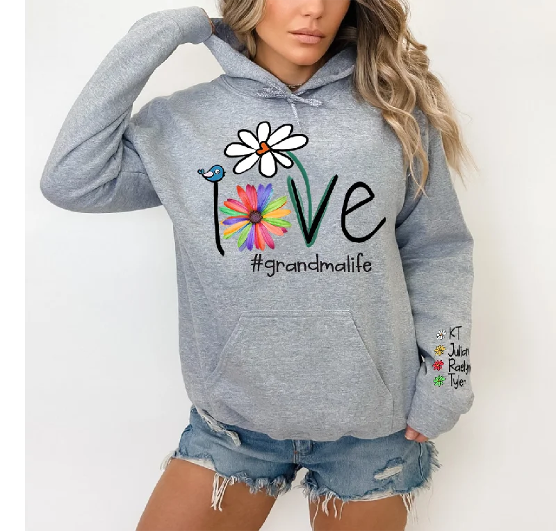 Personalized Love Grandma Life Flower CTH01 Hoodie