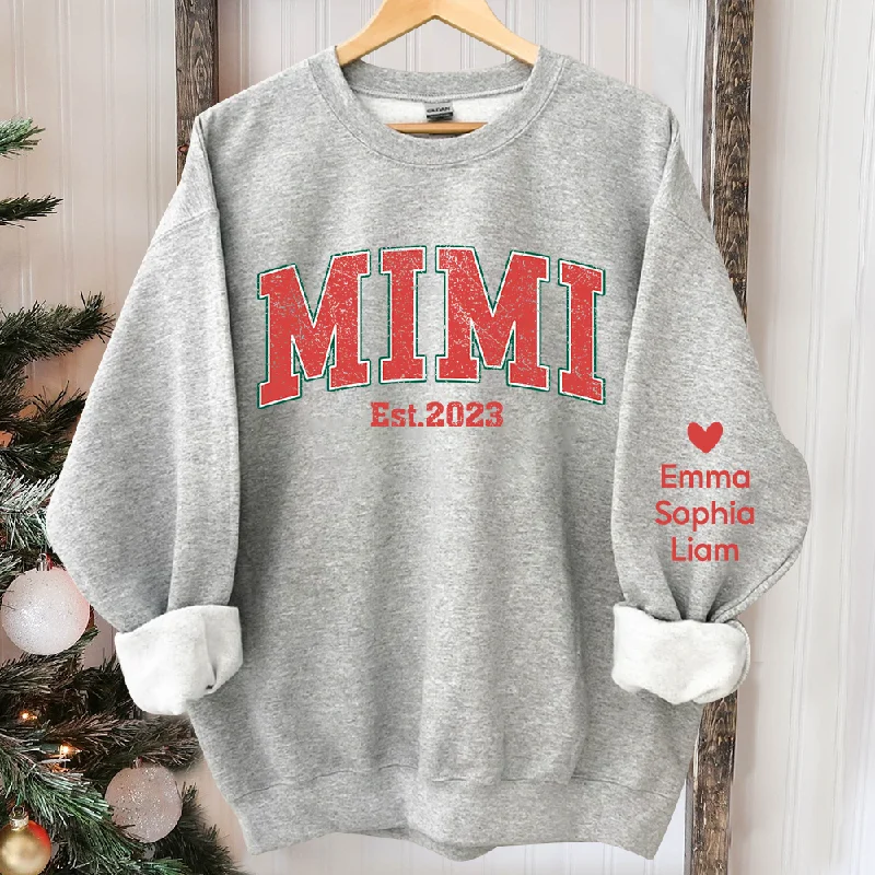 Personalized Mimi Christmas Sweatshirt, Custom Mimi Est With Grandkids, Grandma Gift TH Sweatshirt