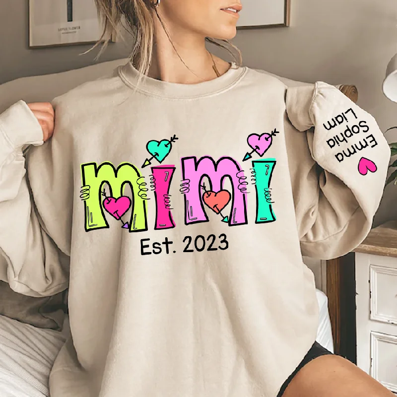 Personalized Mimi Sweatshirt, Custom Mimi Est With Kids, Grandma Gift TH Sweatshirt