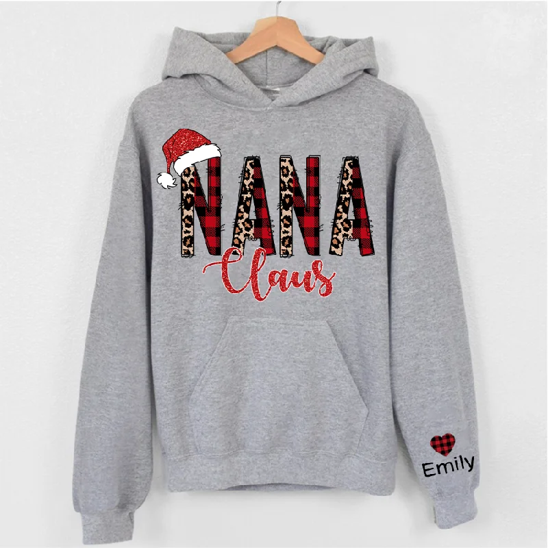 Personalized Nana Claus Shirt, Grandma Gigi Mini Christmas Sweatshirt, Christmas Gift For Grandma, Santa Claus Sweatshirt, Glitter Hoodie