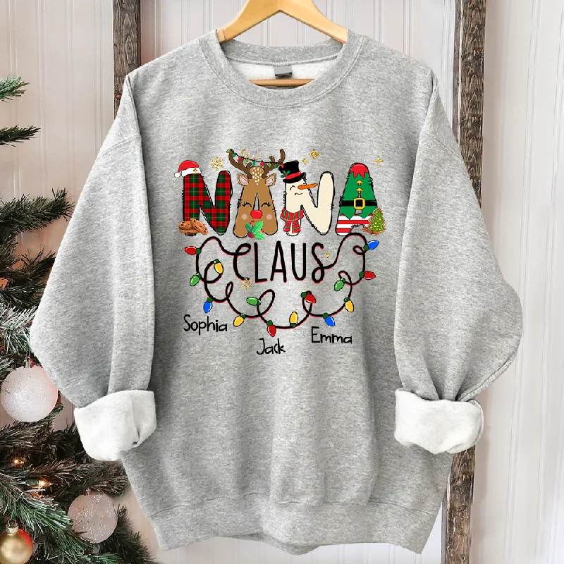 Personalized Nana claus With Grandkids Merry Christmas Sweatshirt