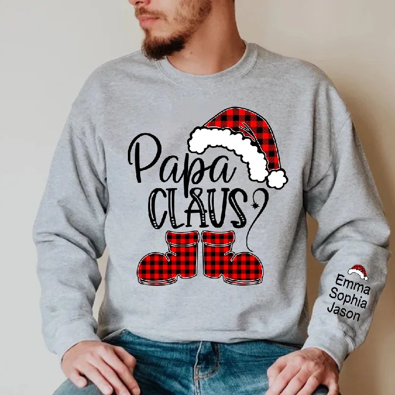 Personalized Papa Claus, Custom Papa With Kids, Grandpa Gift TH Sweatshirt