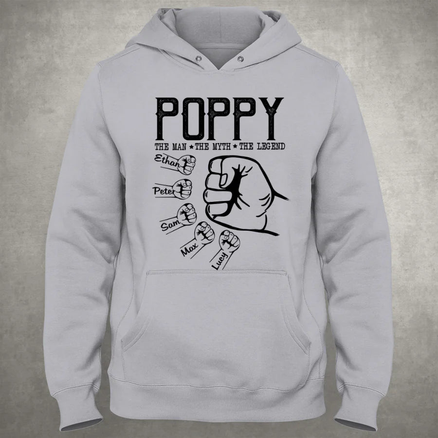 Personalized Poppy The Man The Myth The Legend Hands Hoodie