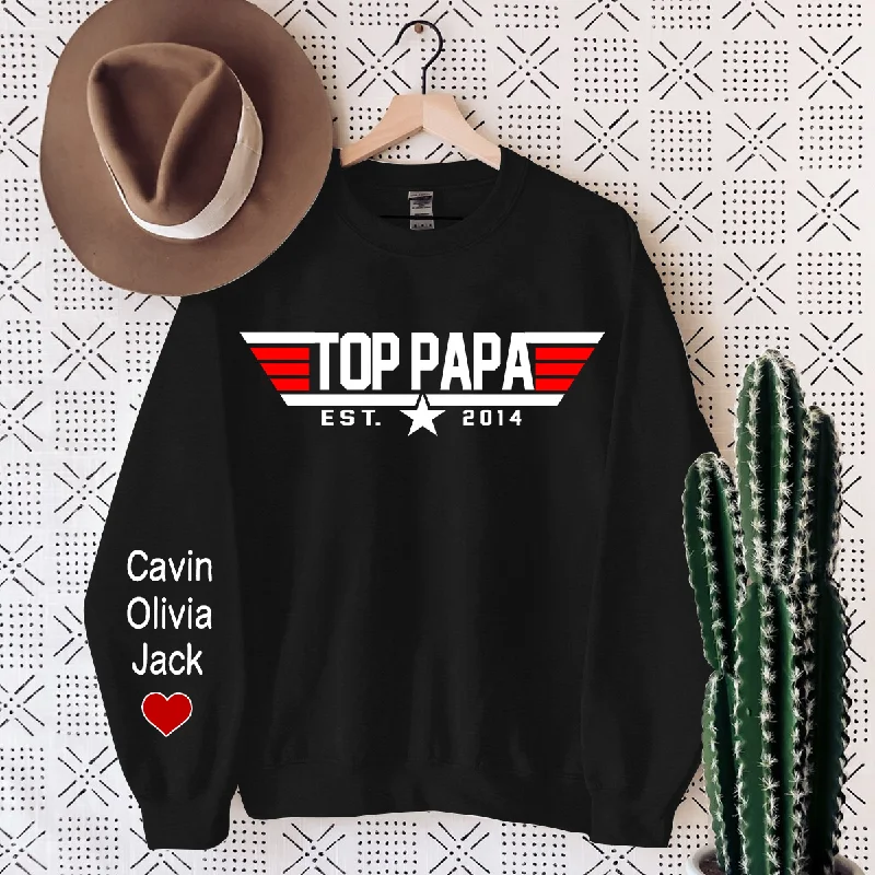 Personalized Top Papa With Kids, Daddy's Birthday, Papa Gift Sweatshirt