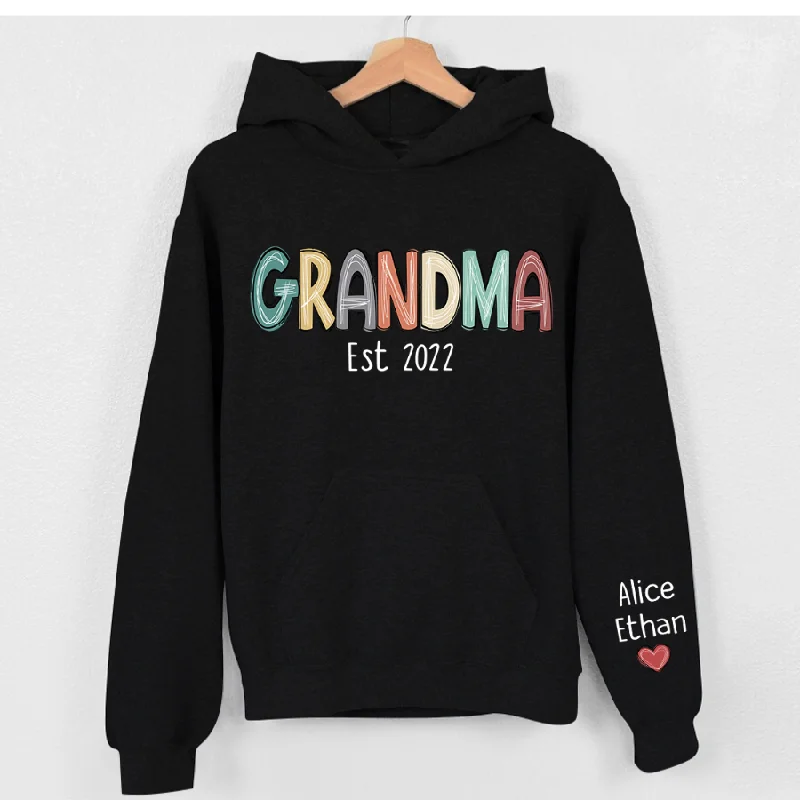 Retro Color Grandma Est Year And Kids Hoodie