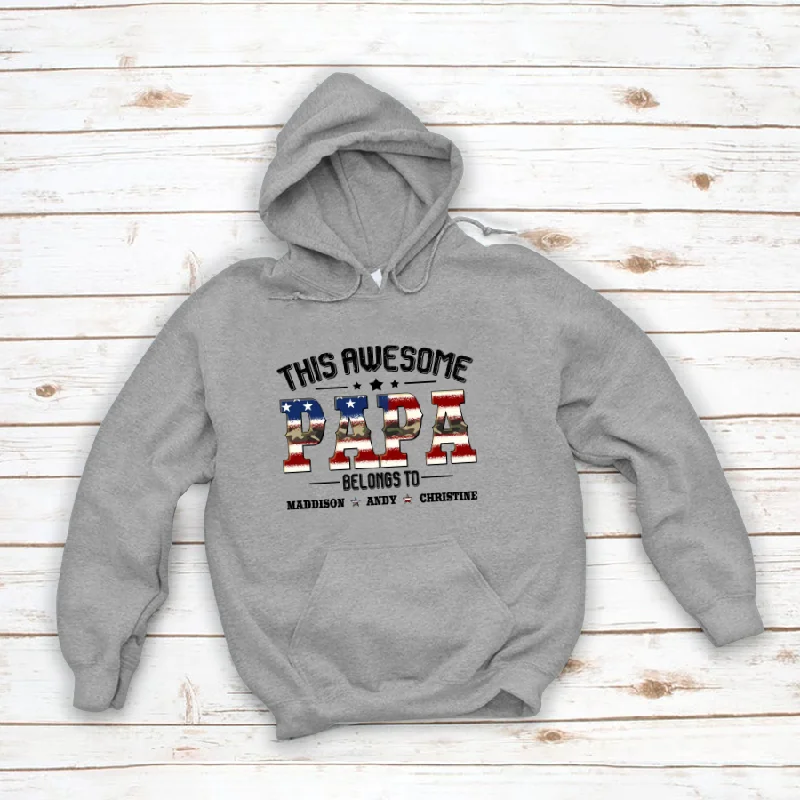 This Awesome Papa Belongs To Kids Names Hoodie