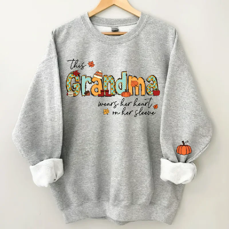 This Grandma Wears Her Heart on Her Sleeve Autumn Sweatshirt