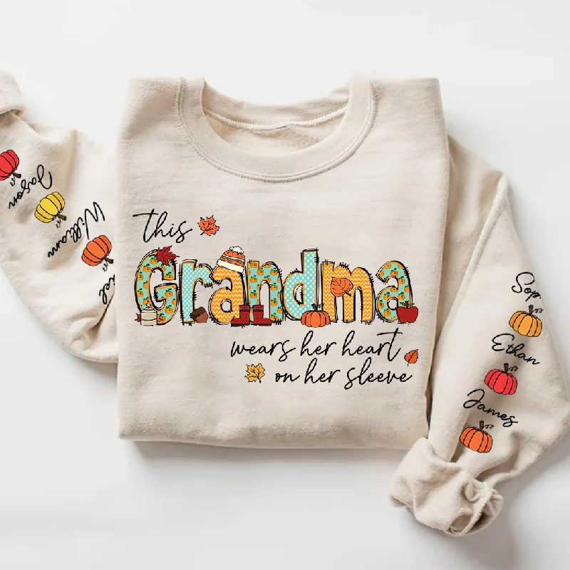 This Grandma Wears Her Heart on Her Sleeve Autumn Sweatshirt