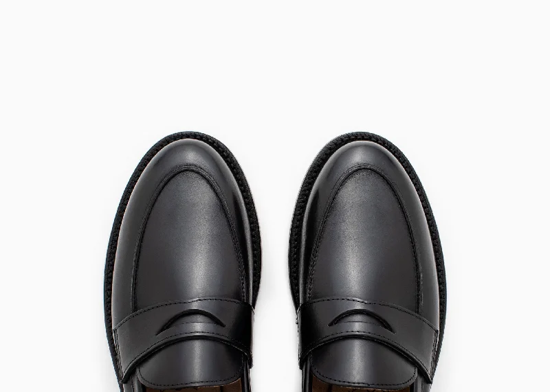 Clara Penny Loafer Black Calf