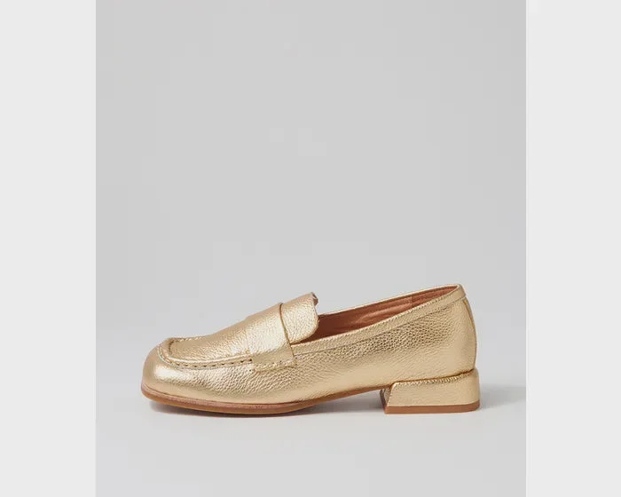 Mollini Clarify Gold Tumble Leather Loafers