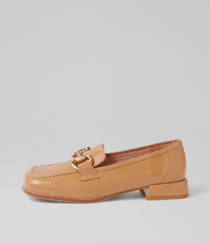 Mollini Clozer Camel Crinkle Patent Loafer