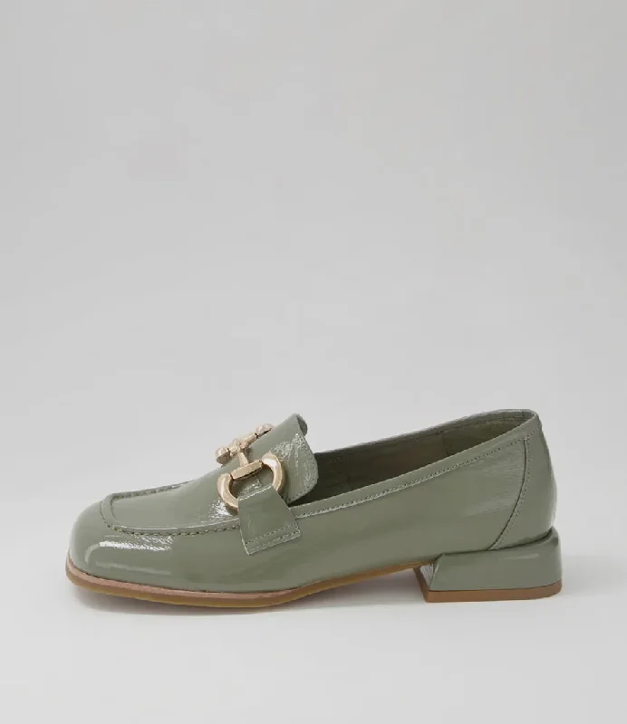 Mollini Clozer Khaki Crinkle Patent Loafer