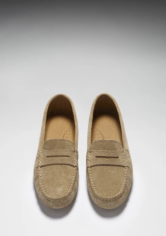 Women's Penny Driving Loafers, taupe suede